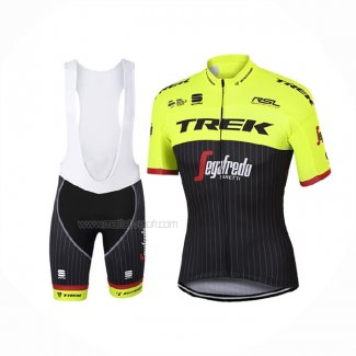 2017 Maillot Cyclisme Trek Segafredo Vert Noir Manches Courtes Et Cuissard