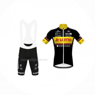 2020 Maillot Cyclisme Lotto-Kern Haus Noir Jaune Manches Courtes Et Cuissard