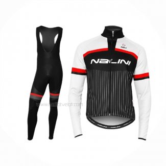 2020 Maillot Cyclisme Nalini Noir Blanc Rouge Manches Longues Et Cuissard