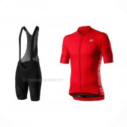 2021 Maillot Cyclisme Castelli Rouge Manches Courtes Et Cuissard