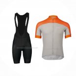 2024 Maillot Cyclisme POC Orange Gris Manches Courtes Et Cuissard