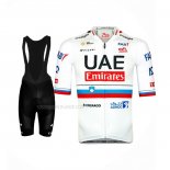 2024 Maillot Cyclisme UAE Slovenie Champion Blanc Manches Courtes Et Cuissard